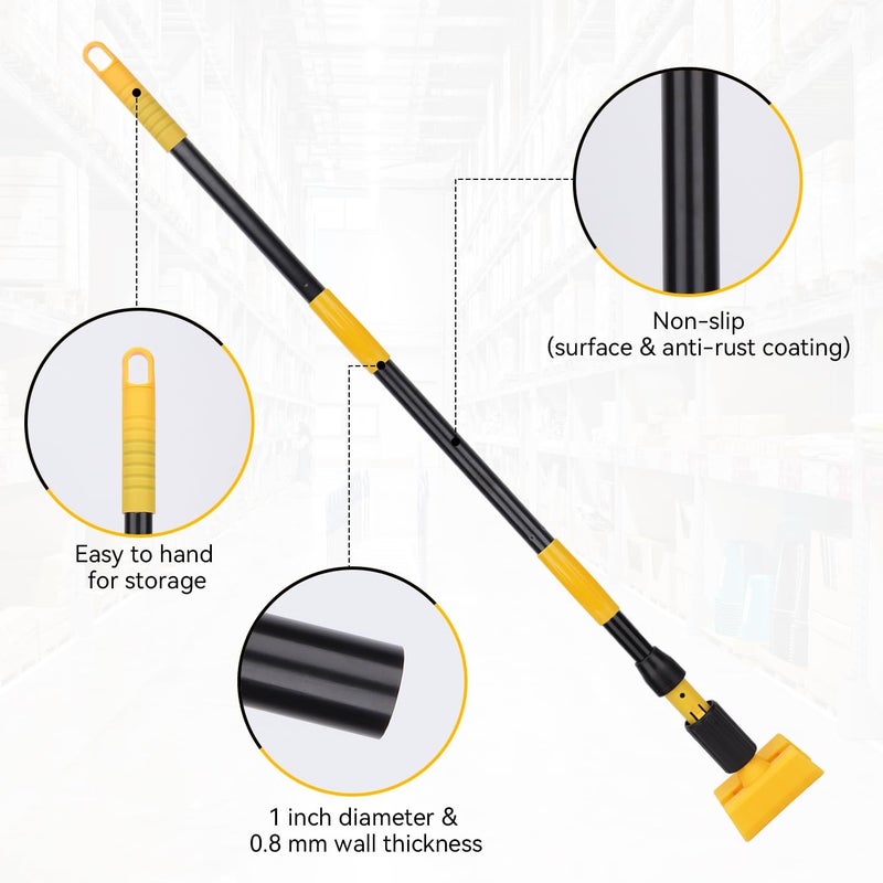 BeiLan Mop Handle Commercial Heavy Duty - 57 Inch Industrial Metal Mop Stick with Jaw Clamp Replacement for Floor Cleaning - Professional Gripper Mops Head Replacement Holder - Image 2
